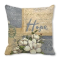 Christmas pillowcase with white magnolia and motivational religious quotes on blue - Retro Magnolia (38) / 18x18 Inch