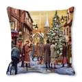 Christmas pillowcase with vintage winter street oil painting on soft peach skin fabric - Retro Christmas Street Scene Oil Painting (34)