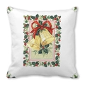 Christmas cushion cover with gold bells and holly berry print on soft white fabric - Gold Bells and Bow Style (31)