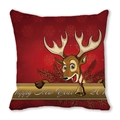Christmas pillowcase with red reindeer and gold bell prints on peach skin velvet - Red Happy New Year (37)