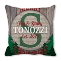 Custom Christmas pillow cover with letter S and tree design on peach skin fabric - Personalized S Name (40) / 18x18 Inch