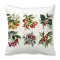 Square peach skin pillowcase with vintage botanical pear and berry prints on white - Retro Botanical Illustrations Style (32)