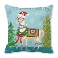 Christmas llama pillow cover in light blue with It's a Llama Wonderland print - Christmas Llama (22)