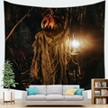 Arazzo di Halloween con spaventapasseri zucca appeso in un soggiorno moderno ed elegante - Stile Spaventapasseri con Testa di Zucca (2) / 100x70(Pelle di Pesca)