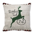 Funda de cojín navideña retro con bordes de cuadros y estampado de reno estilo vintage - Estilo Bolsa Vintage Reindeer Feed (35)