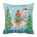 Christmas llama pillowcase featuring blue background and Fa La La Llama print - Llama and Tree 2 (28)
