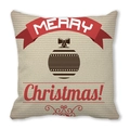 Christmas pillowcase featuring beige stripes and Merry Christmas printed design - Red Christmas Wishes (40)