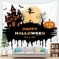 Halloween peach skin tapestry featuring ghost castle and witch for living room wall decor - Witch Castle (12)