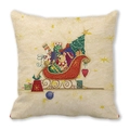 Christmas pillowcase with Santa teddy bear and gift sleigh on peach skin fabric - 18x18 Inch / Sleigh Bear Gifts Collection (31)