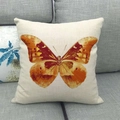 Square linen throw pillow case featuring a vintage orange and brown butterfly print - Orange Brown Dark Red Butterfly (13) / 45x45cm