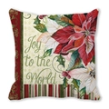 Christmas poinsettia pillow cover with Joy to the World print and red vintage pattern - Joy to the World Vintage Style (39)