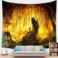 Artistic forest tapestry detail showing a girl and owl in high-resolution print - Girl and Forest Owl (11)