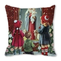 Housse de coussin Noël vintage avec Vierge Marie et l'Enfant Jésus en peau de pêche - Scène de famille religieuse vintage (31)