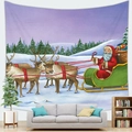Tapiz navideño de Papá Noel en un trineo de renos sobre un paisaje invernal nevado - 100X70 / Papá Noel Trineo (2)