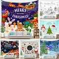 Arazzo natalizio in velluto pelle di pesca con decorazioni di Babbo Natale e renne - Stile Decorativo Natalizio (G224) / 100x70cm Peluche Corto