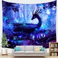 Détail d'une tapisserie de dragon fantastique sombre dans les tons bleu et violet sur un canapé - Tissu Peau de Pêche 100x70cm / Dragon Sombre Forêt Bleu-Violet