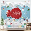 Detail of Christmas tapestry with 3D paper cut style Santa Claus over a grey sofa - Paper-cut Illustration Santa (11)
