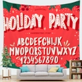 Detailed living room scene featuring a red festive Christmas tapestry with retro typography - Retro Alphabet and Number Table (9)