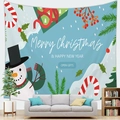 Arazzo natalizio azzurro con pupazzo di neve e scatole regalo per decorazione soggiorno - Pupazzo di Neve Invernale e Regali (6) / 150x100(Pelle di Pesca)