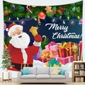 Christmas Santa Claus peach skin tapestry hanging on a white wall above a sofa - 100X70 / Design 9-Peach Skin