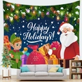 Festive Christmas tapestry featuring Santa Claus and gifts on a dark blue background - 100X70 / Design 8-Peach Skin