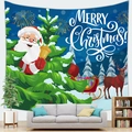 Christmas tapestry with Santa Claus and reindeer over a sofa in a cozy living room - 150x100 / Design 6-Peach Skin