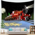 Kerstman Express stoomtrein wandtapijt met Merry Christmas tekst voor feestelijke decoratie - 100X70 / Kerststoomtrein (8)