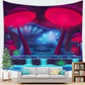 Vibrant psychedelic mushroom forest tapestry hanging as a colorful living room backdrop - Fluorescent Mushroom Waterfall (3)