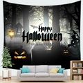 Detail van Halloween wandkleed met pompoenen en vleermuizen voor interieur wanddecoratie - 100cm x 70cm / Ontwerp 7 (Pompoen droge boom)