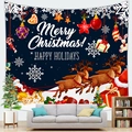 Weihnachtswandteppich mit Frohe Weihnachten Text, Weihnachtsmann und Tannenbaum - 150x130(Pfirsichhaut) / Dunkelblau Sternenweihnacht (3) / Dunkelblau