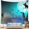 Halloween black cat on withered tree with full moon peach skin velvet tapestry - 100X70 / Witch Hat Black Cat and Dead Tree (8)