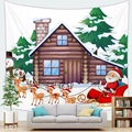 Christmas tapestry featuring cartoon Santa and reindeer design for holiday home decor - 150x100(Peach Skin) / Santa Claus And Reindeer Cartoon (4)