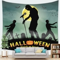 Halloween wandkleed boskasteel met maan en pompoen voor slaapkamer decoratie - 150x100cm / Perzikhuid Versie / Design D (Zombie Begraafplaats)