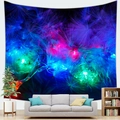 Tapiz de diente de león neón en tonos azules y púrpuras colgado sobre un sofá - 150x100cm (Piel de melocotón) / Diente de León de Neón de Ensueño