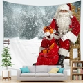 Detail of Santa Claus tapestry on wall showing digital printing and soft fabric texture - Forest Snow Scene Gift (3)