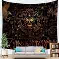 Halloween-Wandteppich mit Totenkopf und Krähe mit mystischen Symbolen für das Wohnzimmer - 150x100 / Stil 2