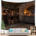 Makro-Detail des gotischen Wandteppichs mit Alchemie-Labor und Skelett-Bibliothek-Design - 150x100 / Stil 4