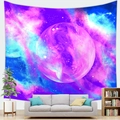 Tapisserie murale galaxie avec planète violette et nébuleuse pour décoration de salon - Tissu Peau de Pêche 100x70cm / Planète Pourpre Psychédélique