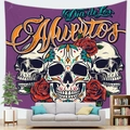 Halloween Day of the Dead tapestry with sugar skulls and red roses for wall decor - Day of the Dead Sugar Skulls (6) / 150x100(Peach Skin)