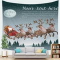 Custom Christmas tapestry with Santa Claus reindeer sleigh flying over a moonlit forest - Moonlight Forest (5) / 100x70(Peach Skin)