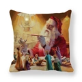 Dettaglio di Babbo Natale che dipinge statuine su federa in tessuto pelle di pesco - Babbo Natale che Dipinge un Ritratto (4)