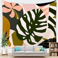 Tenture murale tropicale avec feuilles de monstera et fleurs pour salon moderne - Style Monstera Vert Foncé Nordique (9)
