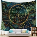 Mystischer Baphomet-Wandteppich aus Pfirsichhaut in Marineblau und Gold - 100x70(Pfirsichhaut) / Stil 3