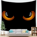 Mysteriöser Wandteppich mit leuchtenden Katzenaugen in Schwarz für Halloween - Mysteriöse Orange Katzenaugen (3)