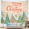 Detailed Christmas wall tapestry featuring snowy village houses and festive holiday decor - 5 / 100x70(Peach Skin)