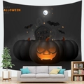 Halloween-Wandteppich mit leuchtenden Kürbissen und Fledermäusen im Wohnzimmer-Dekor - 100x70(Pfirsichhaut) / Stil 12