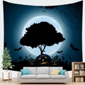 Halloween tapestry with pumpkin head and moon silhouette for spooky home wall decoration - 150x100(Peach Skin) / Dead Tree And Full Moon Style