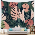 Tapisserie murale feuilles tropicales avec design monstera en rose et vert forêt - Style Feuille Vert Forêt Vintage (12)