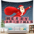 Tapisserie murale Père Noël avec fond de nuit étoilée pour décoration de Noël - 150x100(Peau de Pêche) / Nuit de Neige Bleu Foncé (2)