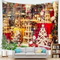 Detailed Christmas tree tapestry showing realistic European nutcracker market window design - Retro Window Nutcracker (6) / 150x100(Peach Skin)